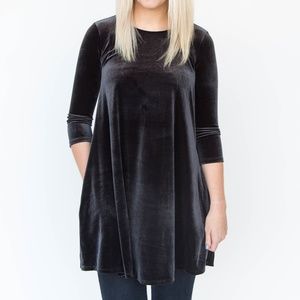 Charcoal gray velvet swing tunic